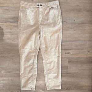 We The Free Metallic Cream High-Rise Tapered Trousers